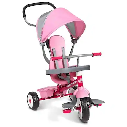 Front. Radio Flyer - RADIO FLYER TODDLER TRICYCLE BIKE STROLLER ADJUSTABLE SEAT 481PZ - PINK - Pink.