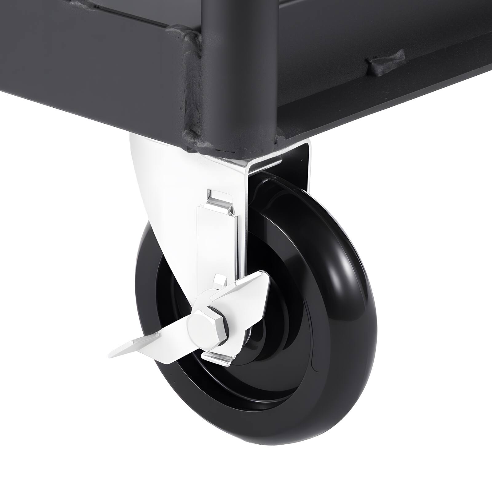 Back. LOVMOR - 1800-Lb Drywall Panel Cart with Tie-Down Strap, 3 Side Rails and 5 in. Swivel Casters - Black.