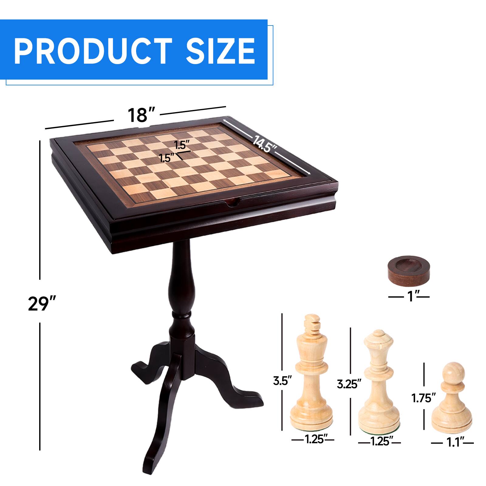 PRODUCT SIZE
18"
1.5"
1.5"
14.5"
29"
1"
3.5"
3.25"
1.75"
1.25"
1.25"
1.1"