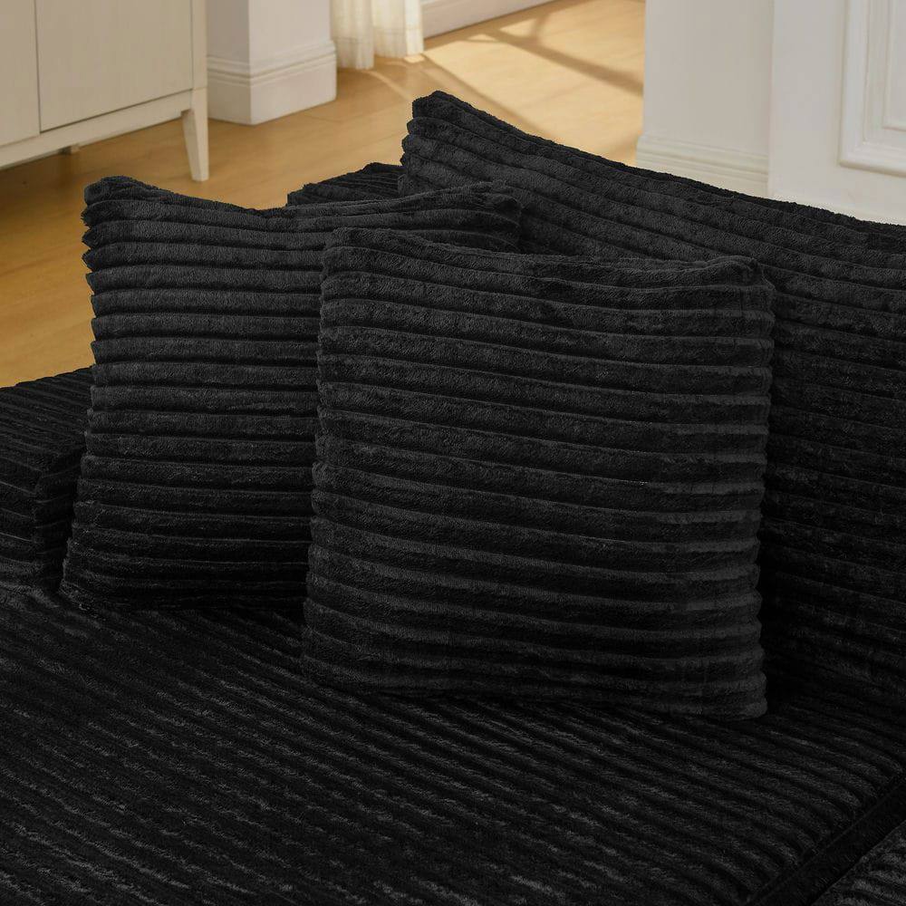 Alt View 5. Kadyn - 2-Person Velvet Lounger Sofa, Compressed Packaging with No Assembly Needed, Plush Low-Profile Loveseat, Black - Black.