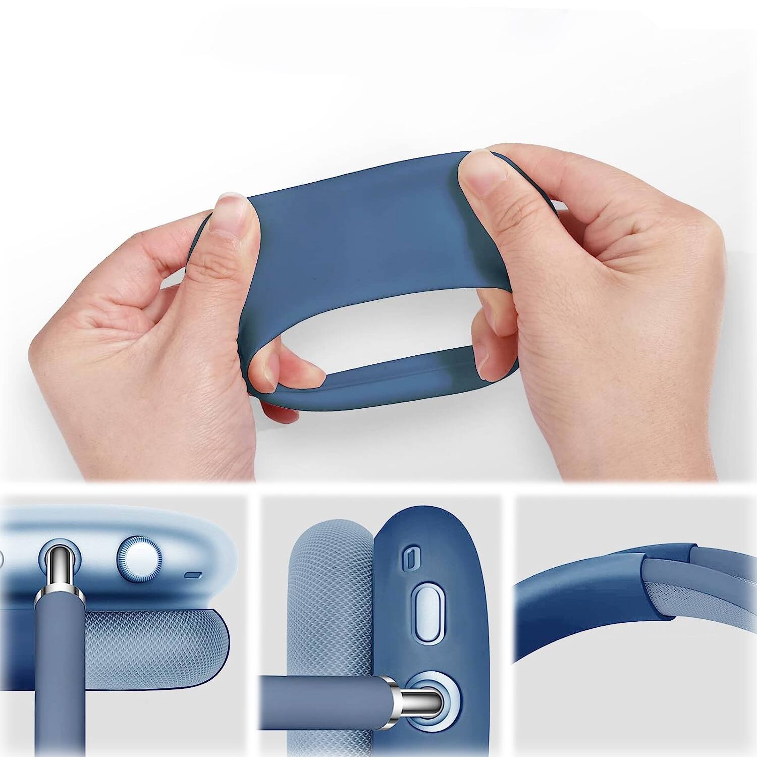 Alt View 15. SaharaCase - Silicone Combo Kit Case for Apple AirPods Max Headphones - Blue.