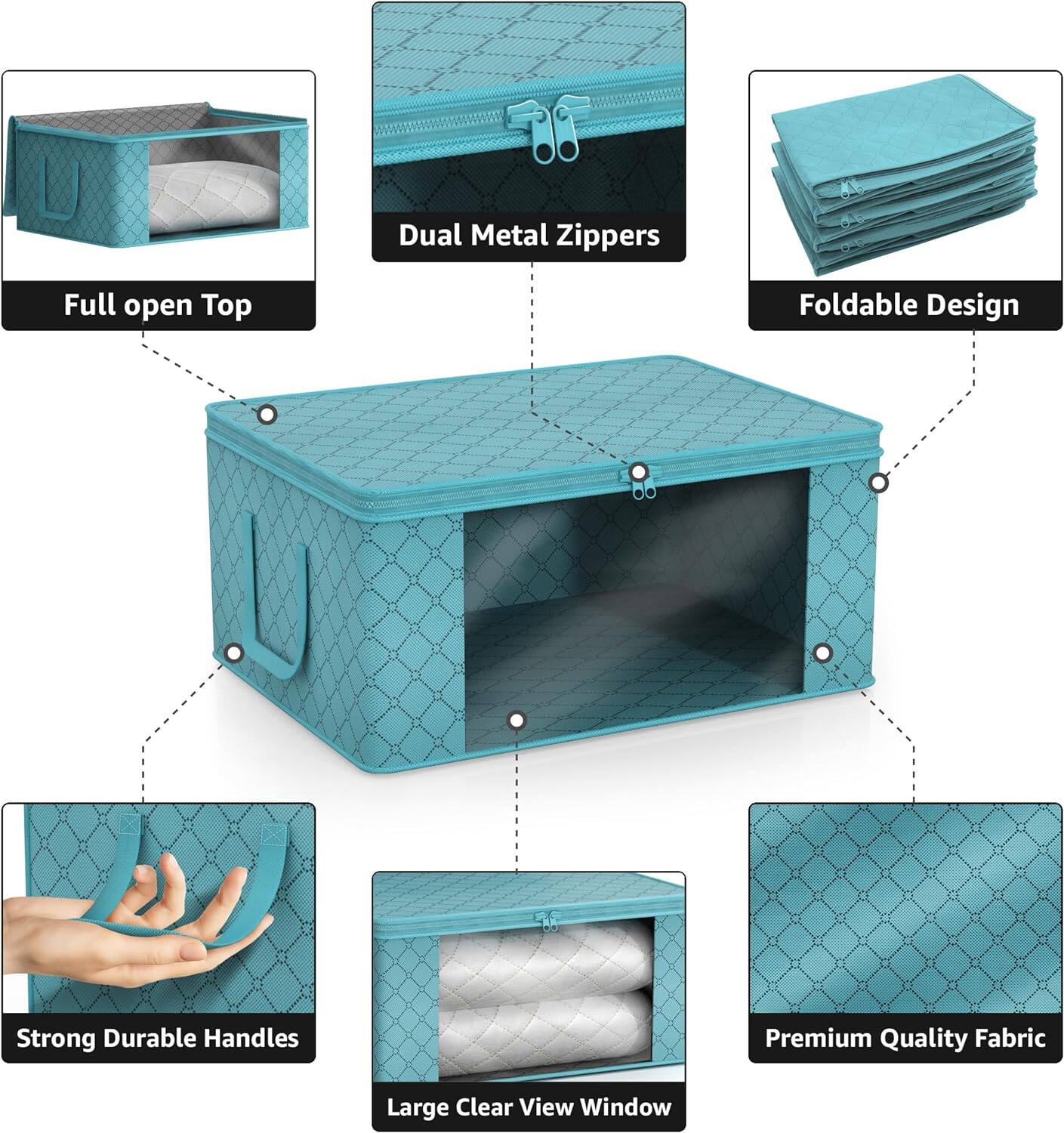 - Dual Metal Zippers
- Full open Top
- Foldable Design
- Strong Durable Handles
- Large Clear View Window
- Premium Quality Fabric