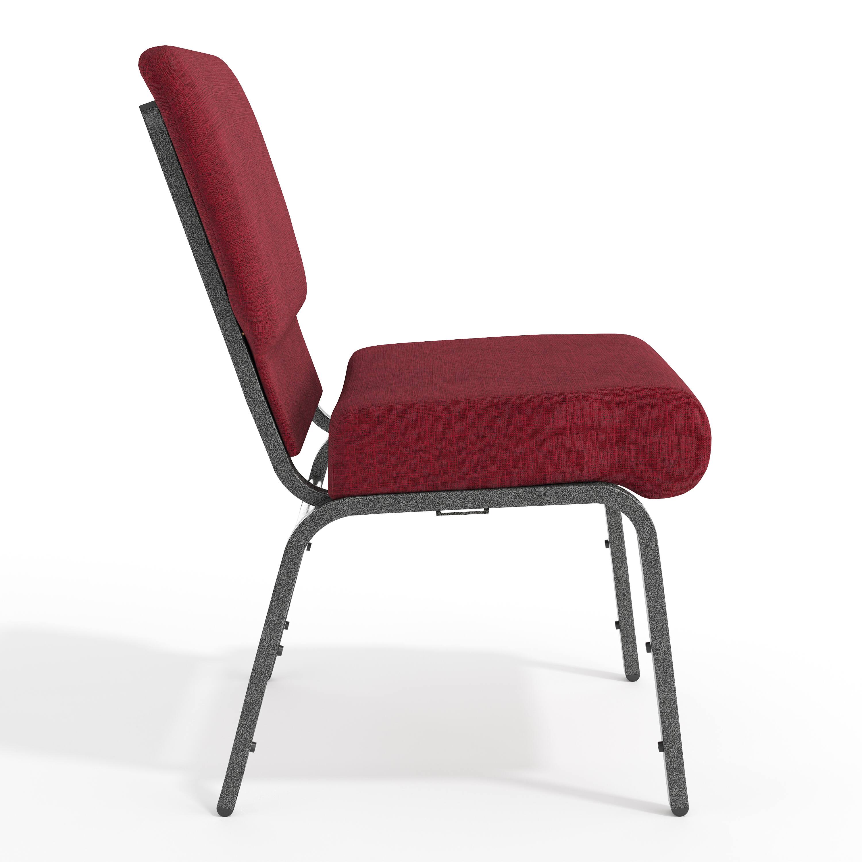 Alt View 8. Emma + Oliver - 21"W Stackable Church/Reception Guest Chair - Crimson Fabric/Silver Vein Frame.