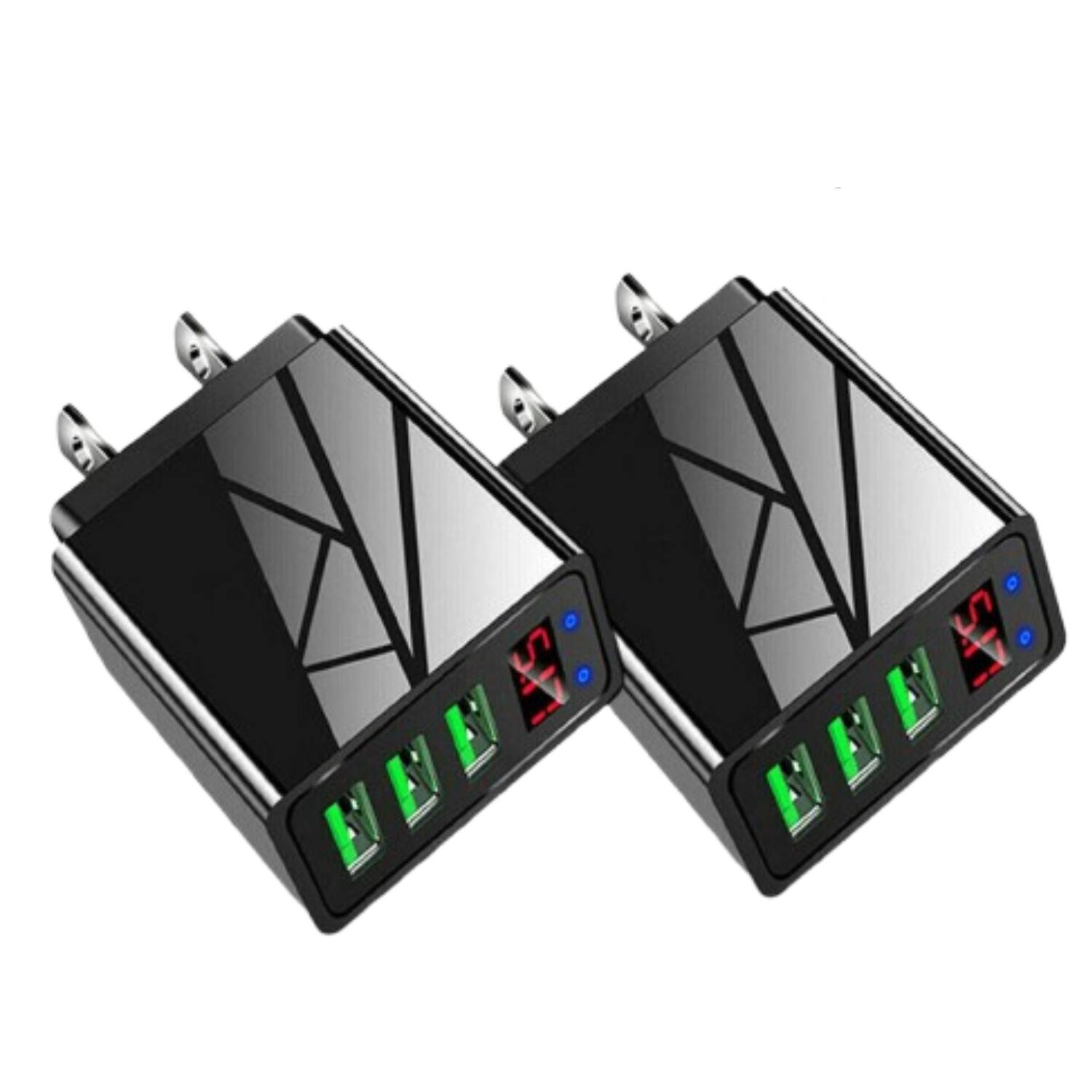 Stock Preferred - 2-Pack 3-Port USB Wall Charger Adapter - Black