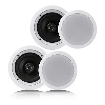 Front. Pyle - Pyle PDIC1661RD 6.5 Inch 200 Watt In Ceiling Wall 2 Way Speaker System Pair - White.