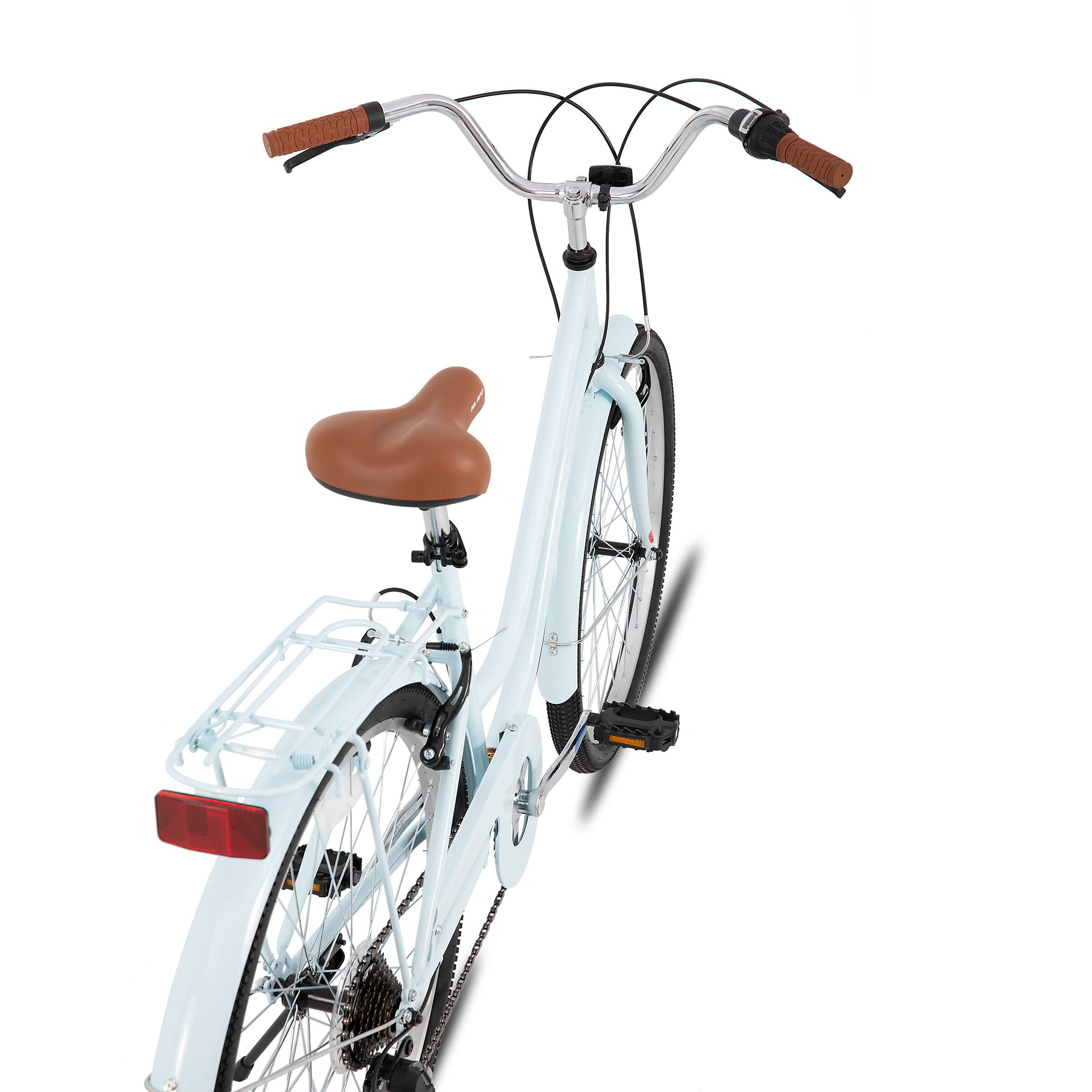 Alt View 4. HILAND - HILAND 26 Inch Beach Cruiser Bike for Men and Women, 7 Speed Step-Through Adult Hybrid Bike with Rear Rack Blue - Blue.