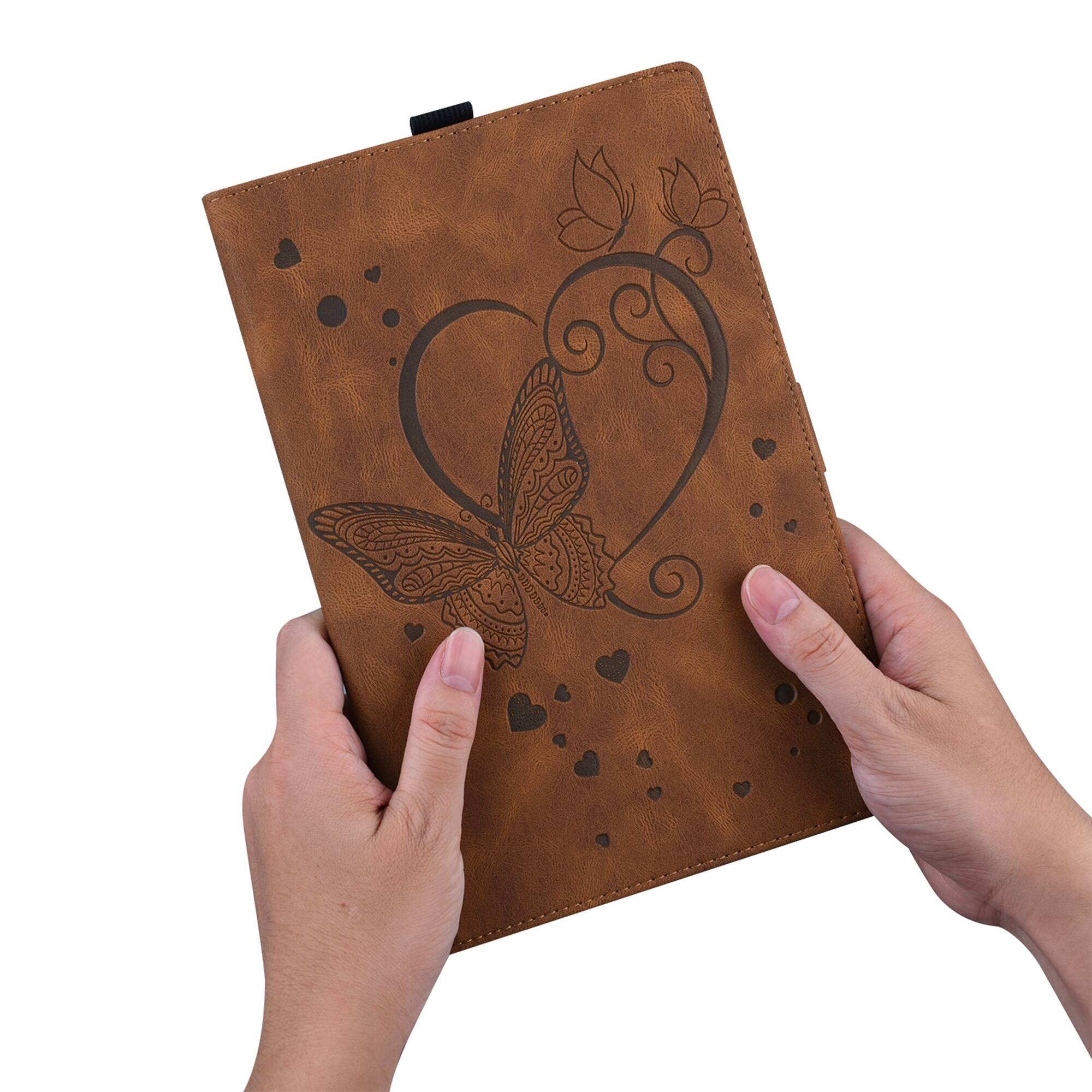 Alt View 4. Dteck - For Samsung Galaxy Tab A11/A9 8.7-inch PU Leather Embossed Butterfly Folio Case with Card Holder Flip Stand Cover - Brown.