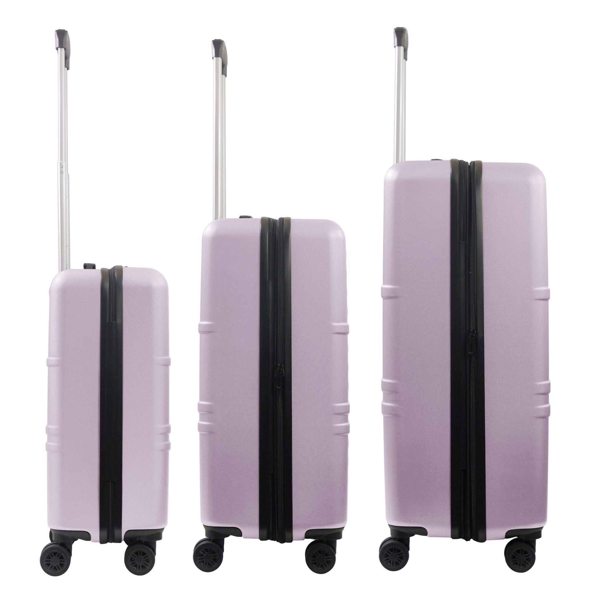 Left. American Dreamliner - 3-Piece Hardside Luggage Set – 22.5", 26.5", 30" - PURPLE.