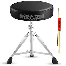 5 CORE - Drum Throne 3" Thick Padded Comfortable Guitar Stool Drummer Chair Adjustable Musician Seat - Black