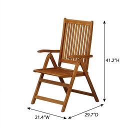 Outdoor Escape - Wooden Patio Chair, Oil Finish Set of 2 - Durable Frame and Comfortable Seating - Brown