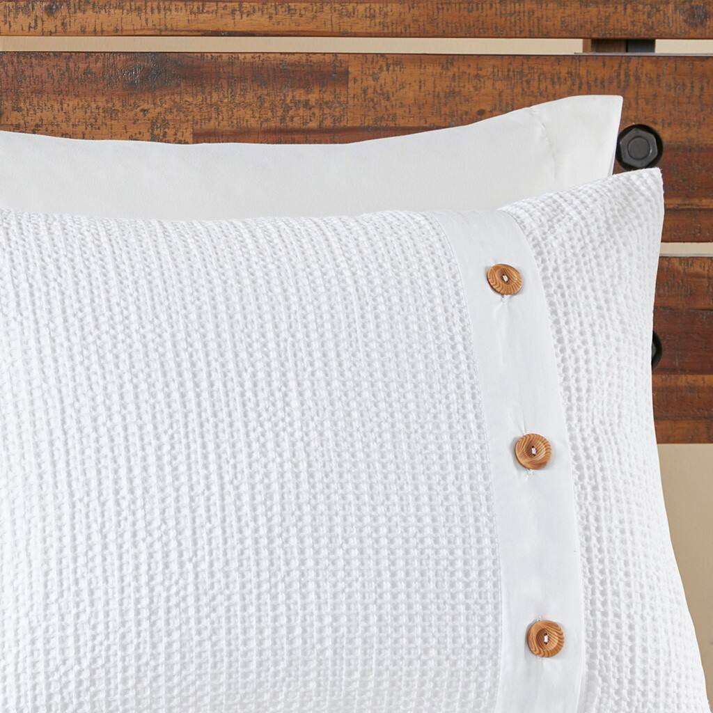 Alt View 1. Gracie Mills - Gracie Mills Lucius 3-Piece Waffle Texture Woven Cotton Comforter Set - White.