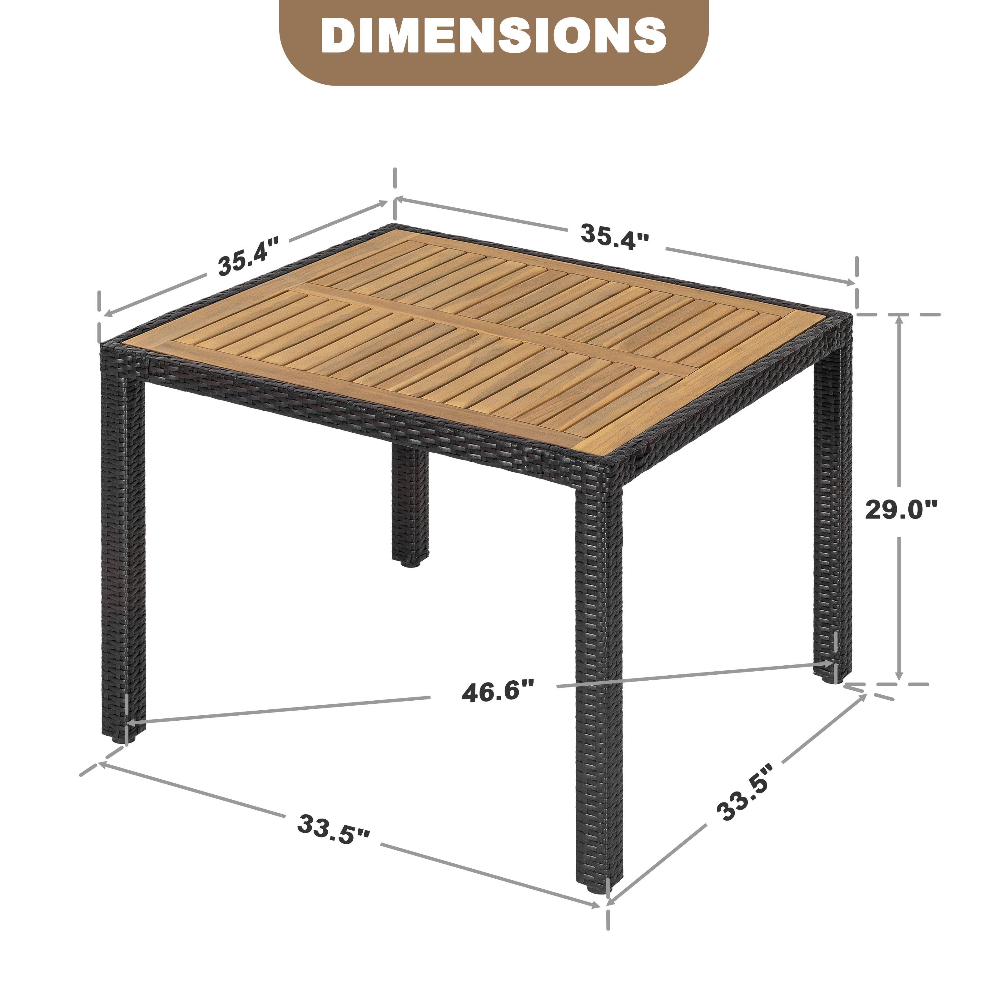 DIMENSIONS  
35.4" x 35.4" x 29.0" x 46.6" x 33.5" x 33.5"