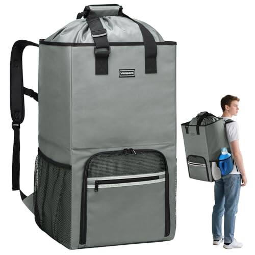 Front. Vulpecula Spade - Laundry Bag Backpack - Extra Large Laundry Bags with Shoulder Straps Heavy-duty 2 in 1 Laundry Hamper Basket for College - ‎Grey.
