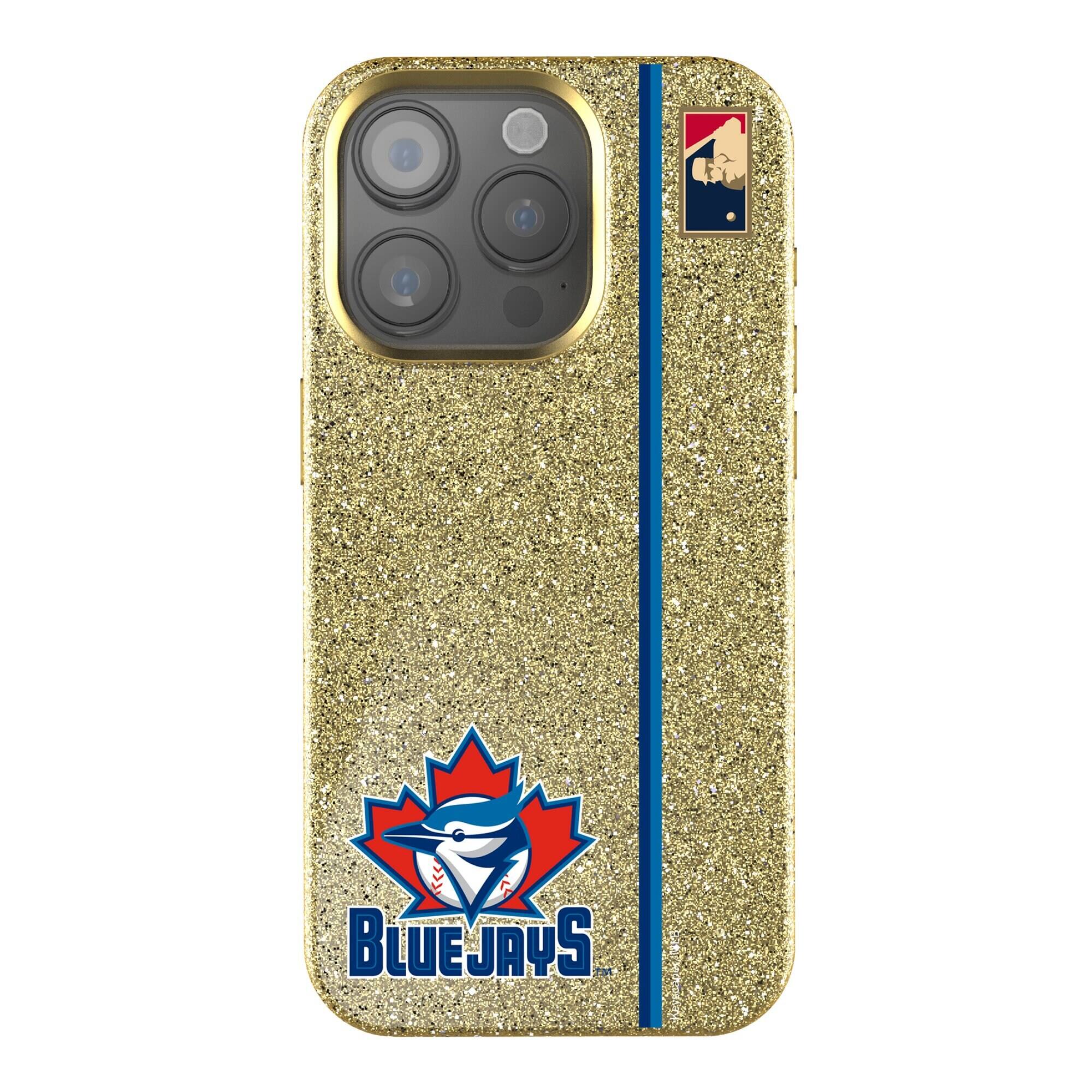 Front. Keyscaper - Toronto Blue Jays 1997 Logo iPhone Bling Case - 16 Plus - Gold.