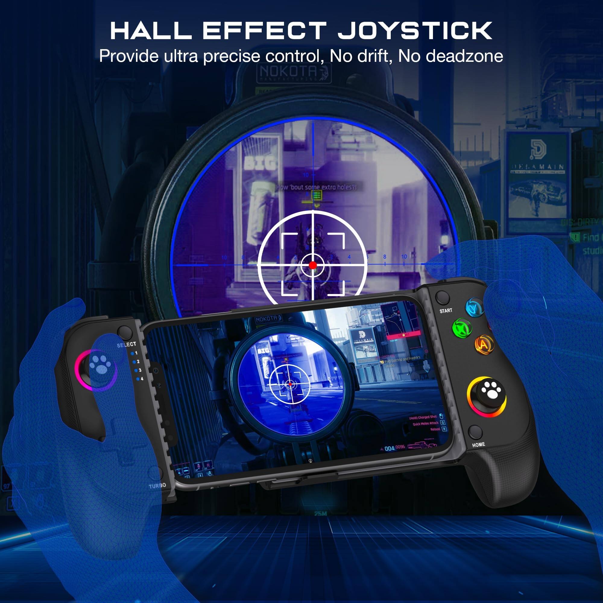 HALL EFFECT JOYSTICK  
Provide ultra precise control, No drift, No deadzone  

How bout some extra holes!  
Find | studio  
LECT - MOKTR 1 IC  
acn START X A 1 - - - - - - 1 - . 004 - NOME 97 DERUT T M