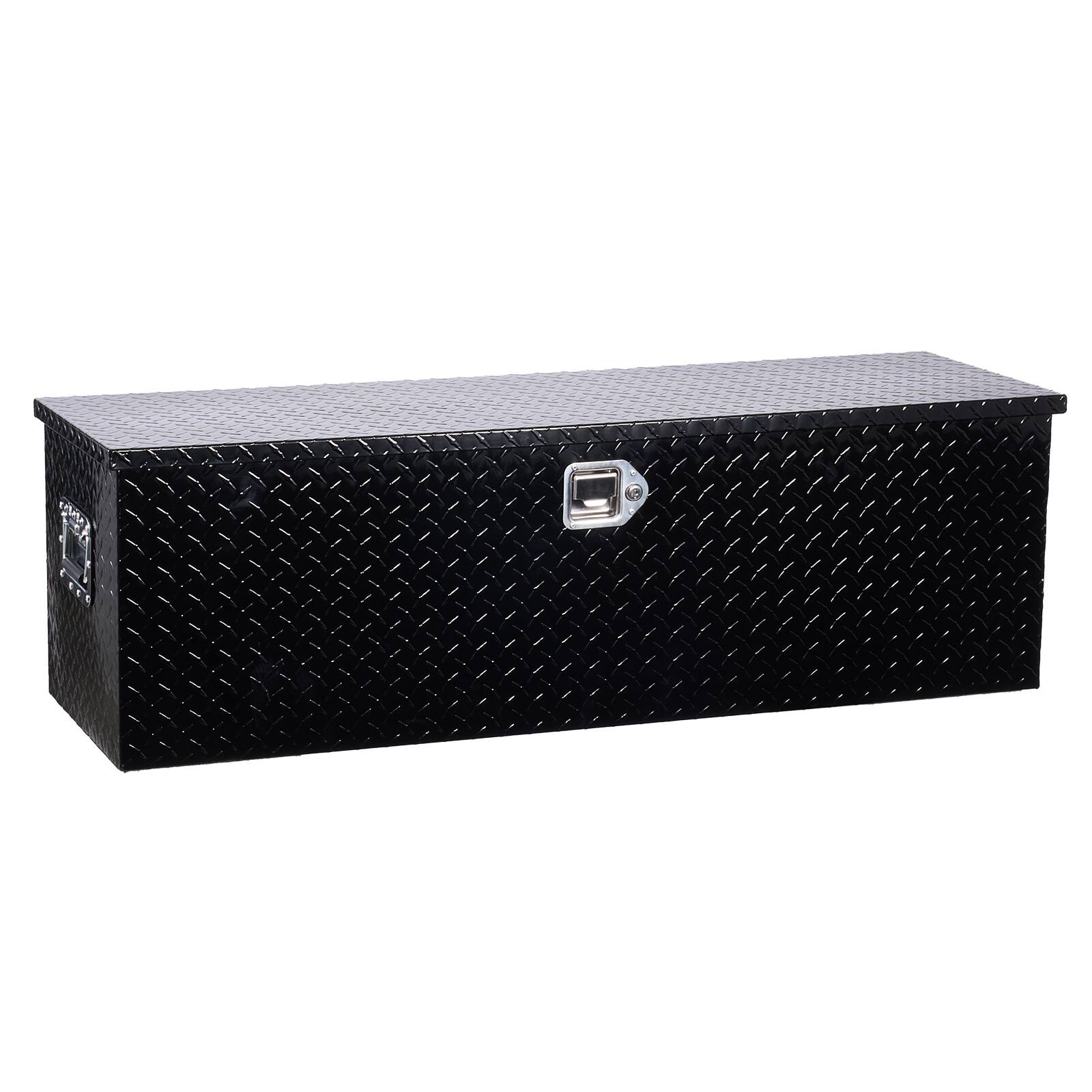 Alt View 5. VEVOR - Heavy Duty Aluminum Truck Bed Tool Box, Diamond Plate Tool Box with Side Handle and Lock Keys, 49"x15"x15" - Black.