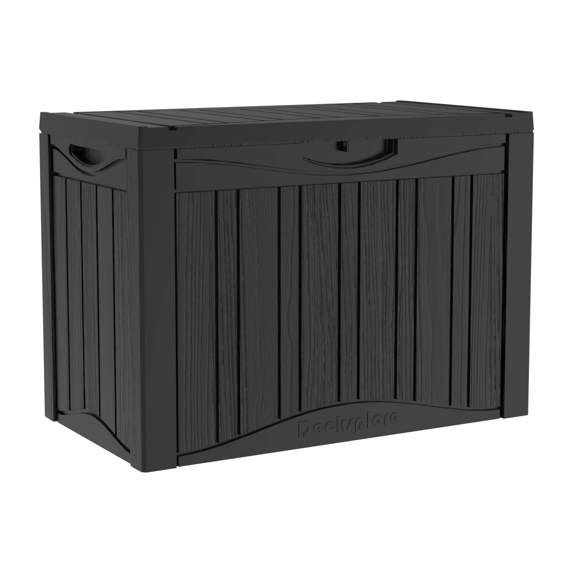 JETRANSPORT - 80 Gallon Waterproof Large Deck Box Indoor outdoor Lockable Storage Container And Seating For Garden Pool - Black 50GAL