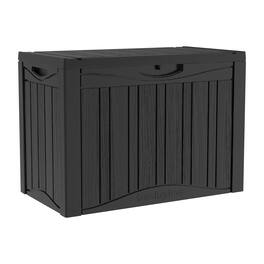 JETRANSPORT - 80 Gallon Waterproof Large Deck Box Indoor outdoor Lockable Storage Container And Seating For Garden Pool - Black 50GAL