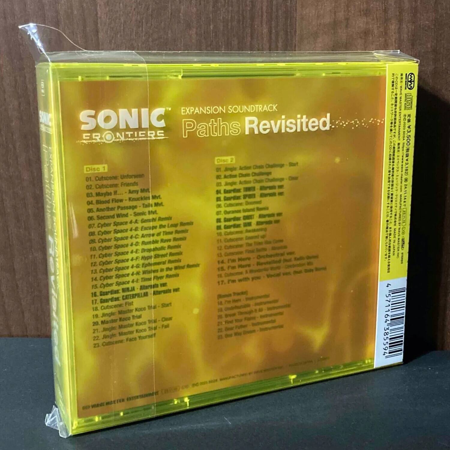 **SONIC FRONTIERS**

**EXPANSION SOUNDTRACK**

**Paths Revisited**

**Disc 1**

01. Cutscene: Unforeseen Action Challenge - Start  
02. Cutscene: Friends  
03. Mayday II - Amy Mix  
04. Blazed Flow - Knuckles Mix  
05. Another Passage - Tails Mix  
06. Second Wind - Sonic Mix  
07. Cyber Escape the Leap - Space 4-A  
08. Cyber Arrow - Space 4-B  
09. Cyber Space Dropaholic - Space 4-C  
10. Cyber Street - Space 4-F  
11. Cyber Ephemeral - Space 4-2  
12. Cyber - Space 4-R  
13. Cyber - Space 4-4  
14. Cyber - Space 4-F  
15. Cyber - Space 4-R  
16. Cyber - Space 4-4  
17. Cyber - Space 4-F  
18. Cyber - Space 4-R  
19. Cyber - Space 4-4  
20. Cyber - Space 4-F  
21. Cyber - Space 4-R  
22. Cyber