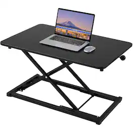 ZUQIETA - Ergonomic Standing Desk Converter - Adjustable Height Keyboard Riser, 23.6” Workstation - Black
