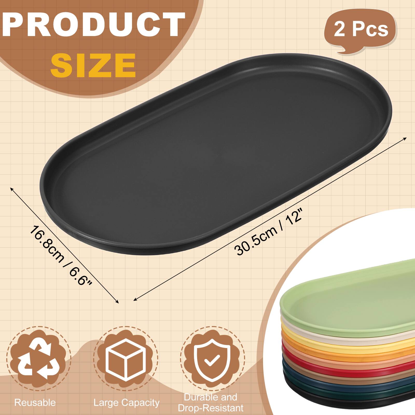 PRODUCT SIZE

2 Pcs

16.8cm / 6.6" x 30.5cm / 12"

Reusable, Durable and Large Capacity, Drop-Resistant