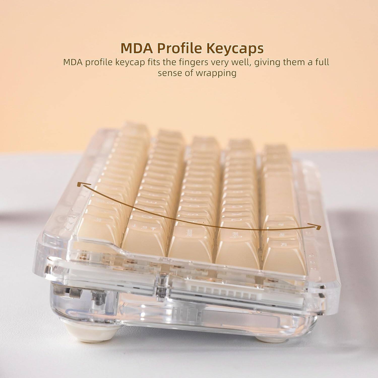 MDA Profile Keycaps  
MDA profile keycap fits the fingers very well, giving them a full sense of wrapping