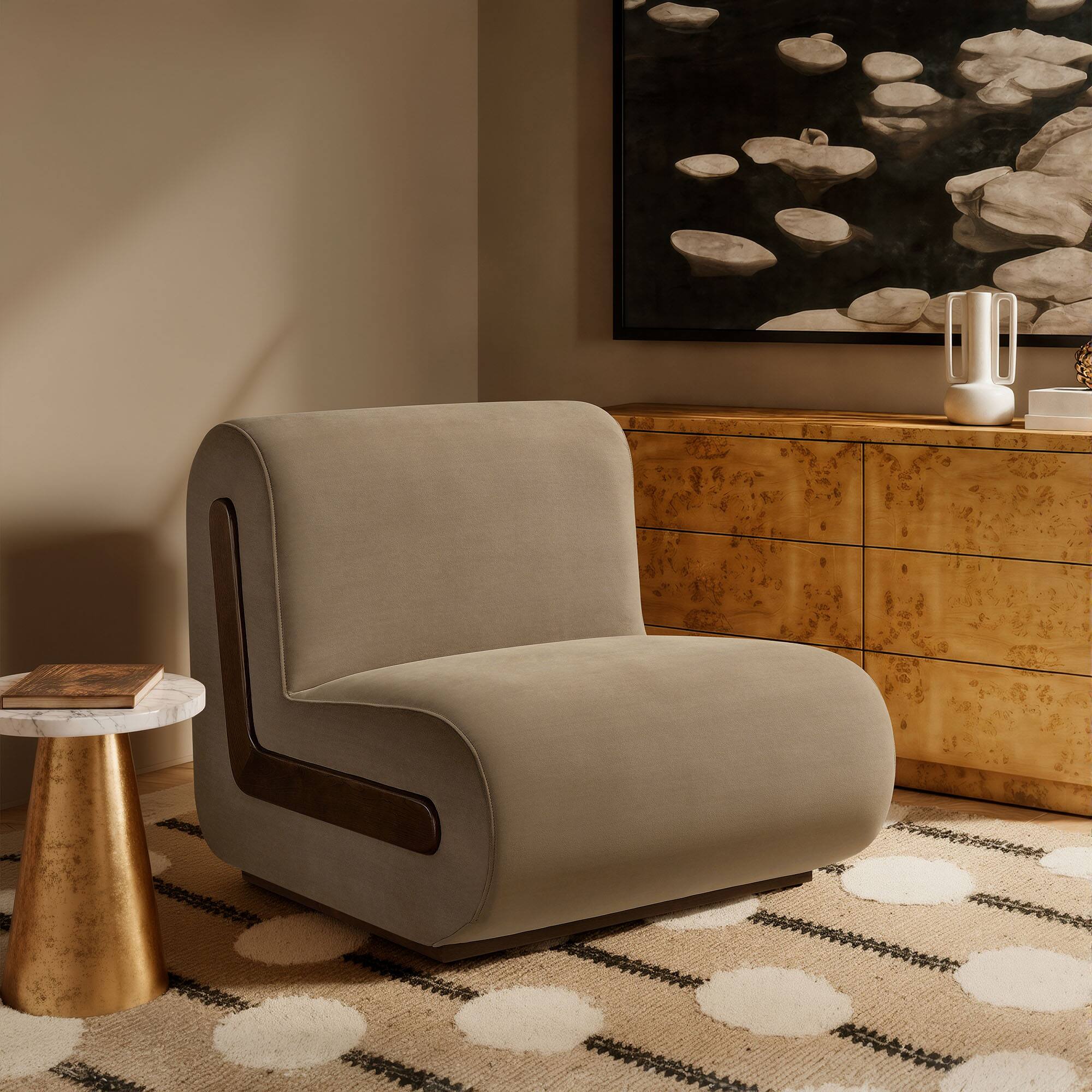Front. Modway - Denby Performance Velvet Accent Chair by Modway - Taupe.