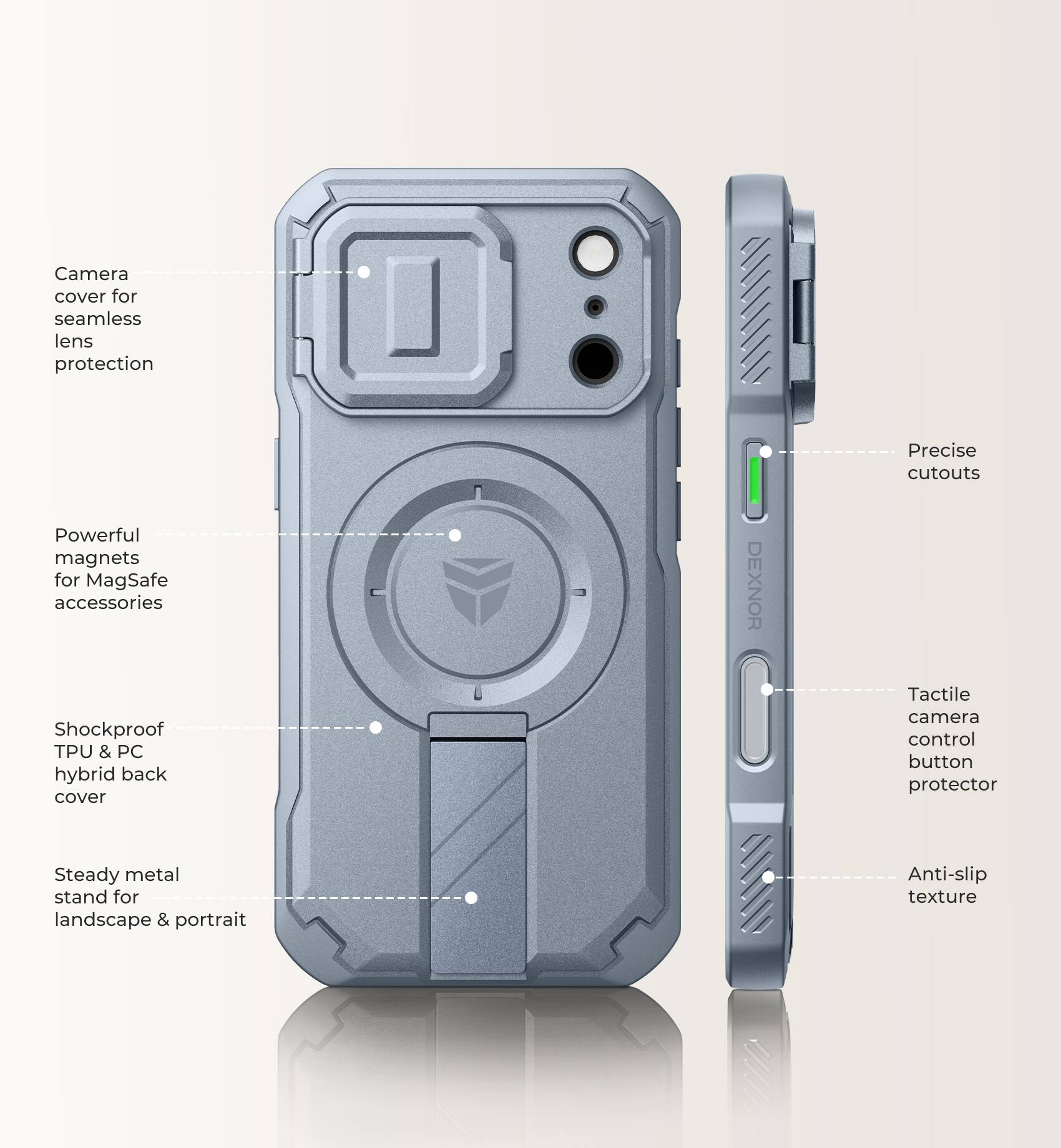 Dexnor Case for iPhone 17 Pro/18 Pro with Camera Cover & Kickstand ...