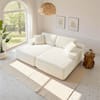 Front. Meqiodas - Oversized Double Lounge Chaise,Cloud Plush Sofa Bed,Modern Corduroy Upholstered Boneless Cloud Sofa Deep Seat - Beige.