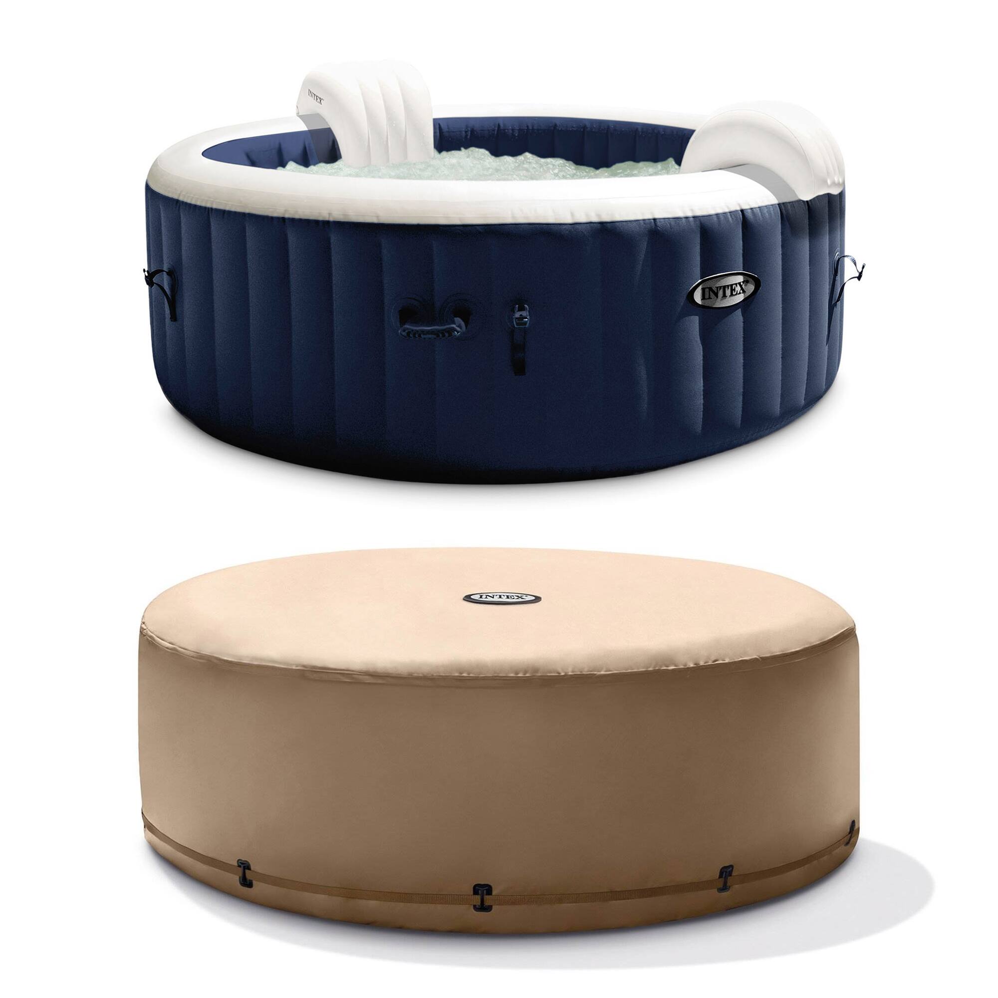 Front. Intex - Inflatable Portable Heated Jet Hot Tub - Blue.