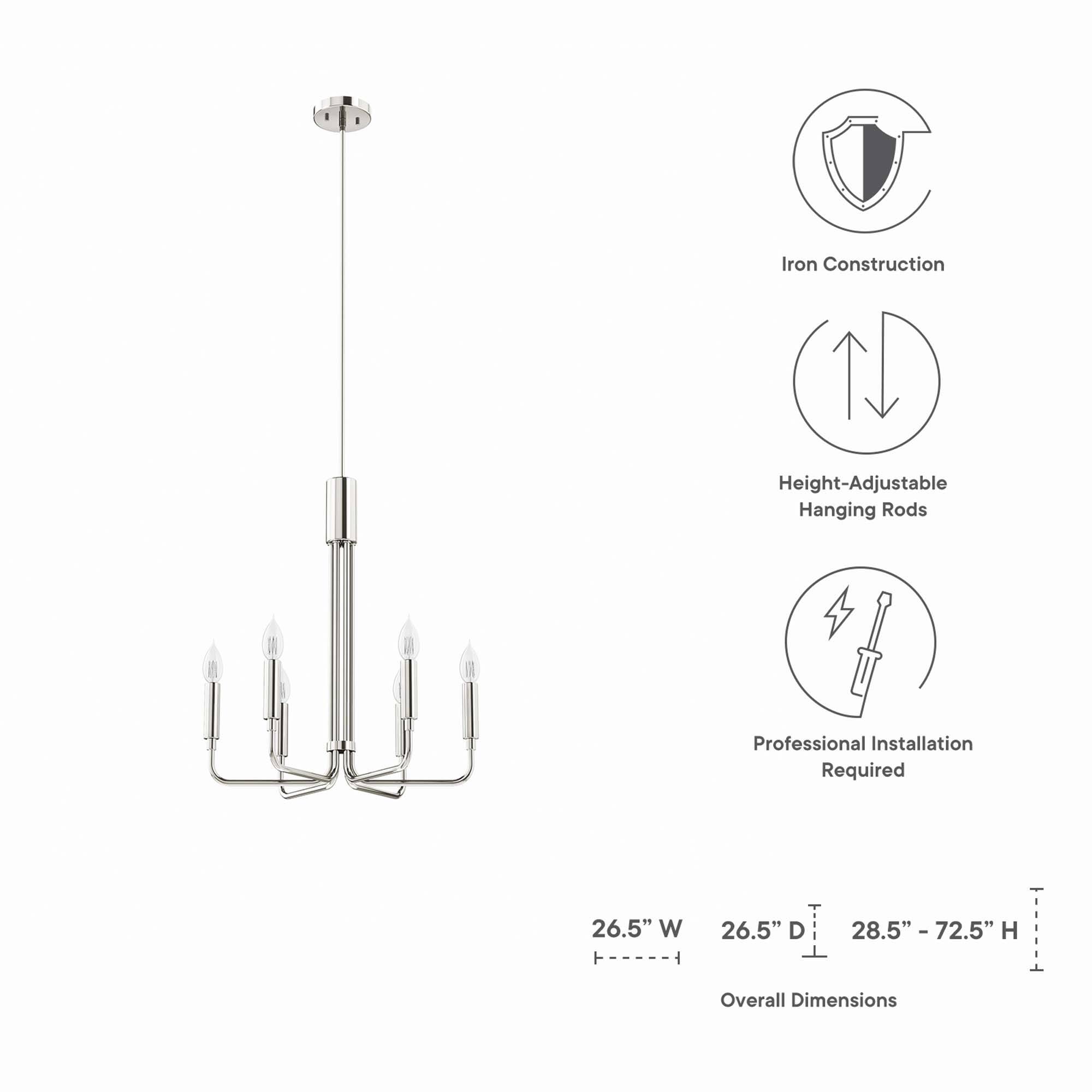 Iron Construction  
Height-Adjustable Hanging Rods  
Professional Installation Required  

26.5" W x 26.5" D x 28.5" - 72.5" H  
Overall Dimensions