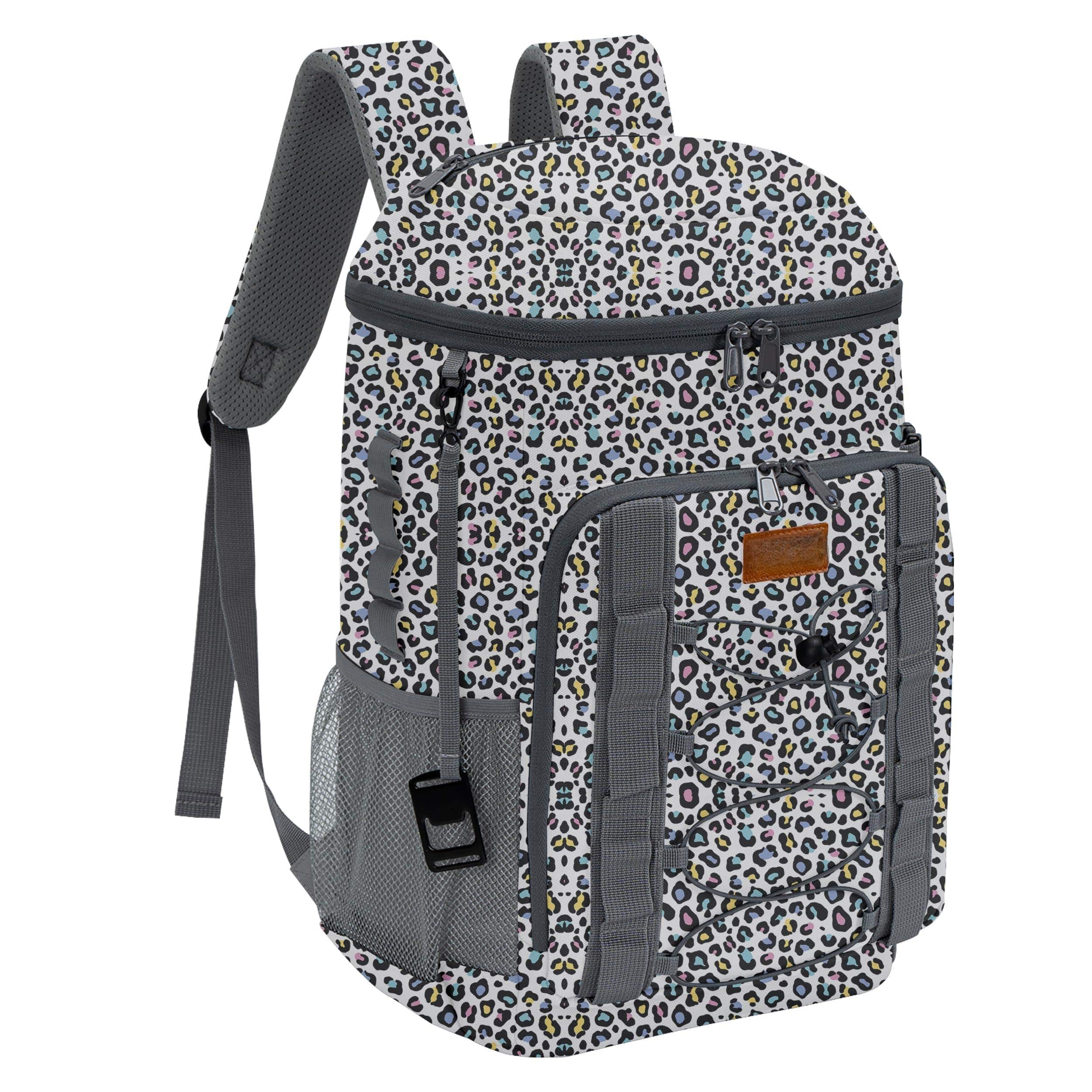 Live At Space - Backpack Coolers Insulated Leak Proof 30/45 Cans Beach Cooler Water-resistant Soft Bag For Camping Picnic - Colorful Leopard-45 Cans