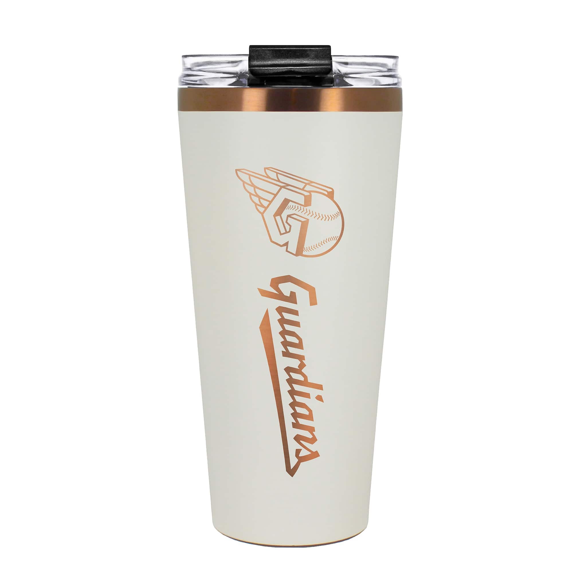 Front. Great American Products - Cleveland Guardians 30oz. Big Slim Tumbler - Cream.