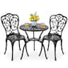 Nuu Garden - 3-Piece Cast Aluminum Outdoor Bistro Set , 24-Inch Round Table and 2 Armless Chairs - Black