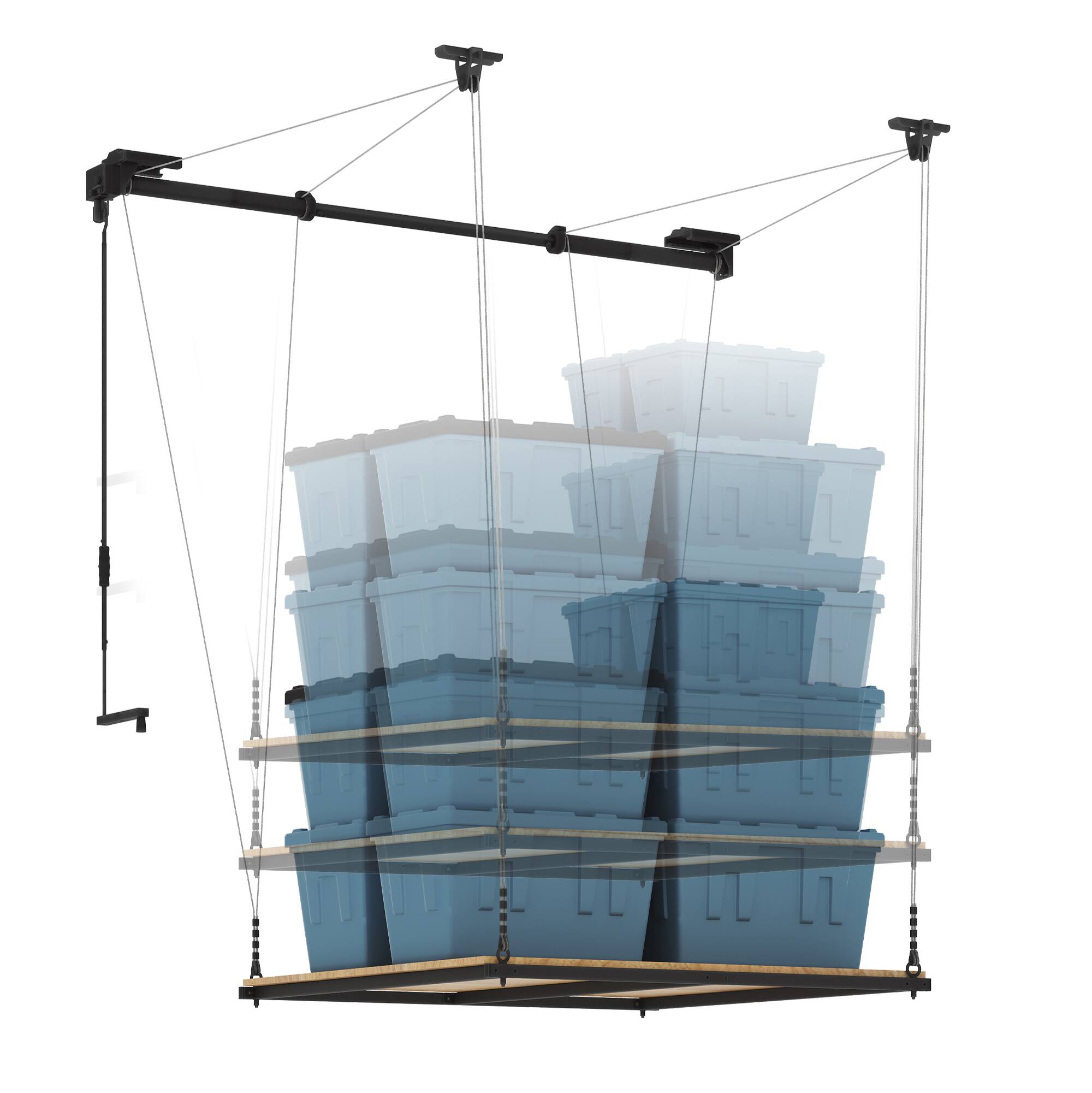 Alt View 1. Fleximounts - Gl2 4x4 Ft Garage Lifting Storage Rack With Platform - Black.