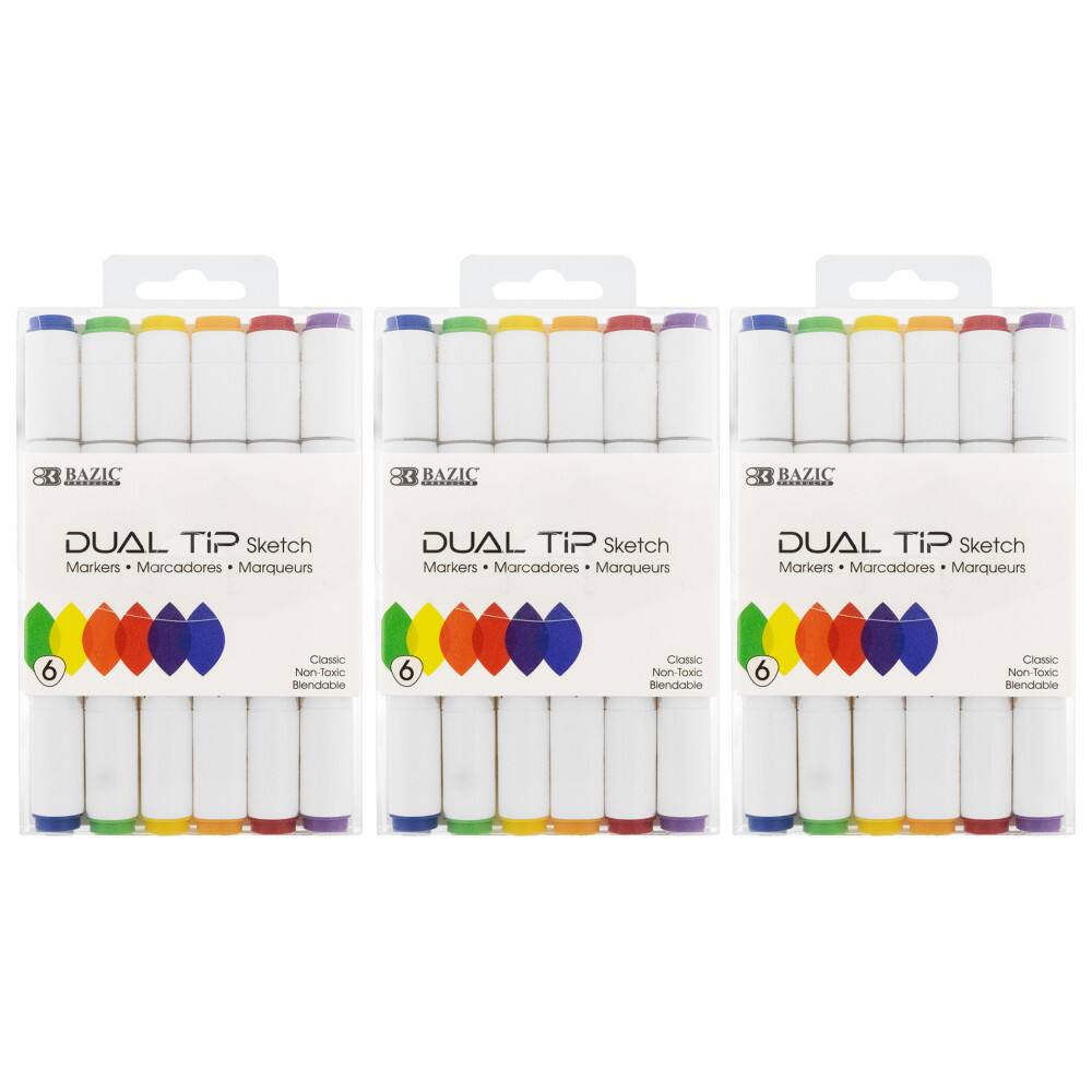 83 BAZIC DUAL TIP Sketch Markers  
Marcadores Marqueurs  
6 Classic Non-Toxic Blendable