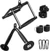 Front. Mikolo - Cable Attachments for Gym with LAT Pulldown, V Bar, Double D Handle, Ankle Straps, and Barbell Clamps - Black.