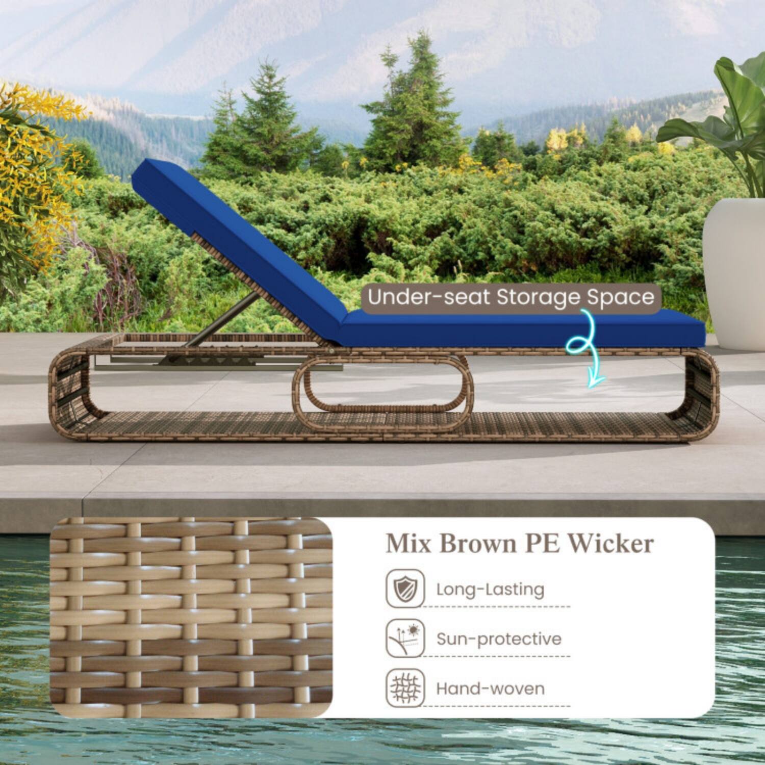 Under-seat Storage Space

Mix Brown PE Wicker

- Long-Lasting
- Sun-protective
- Hand-woven