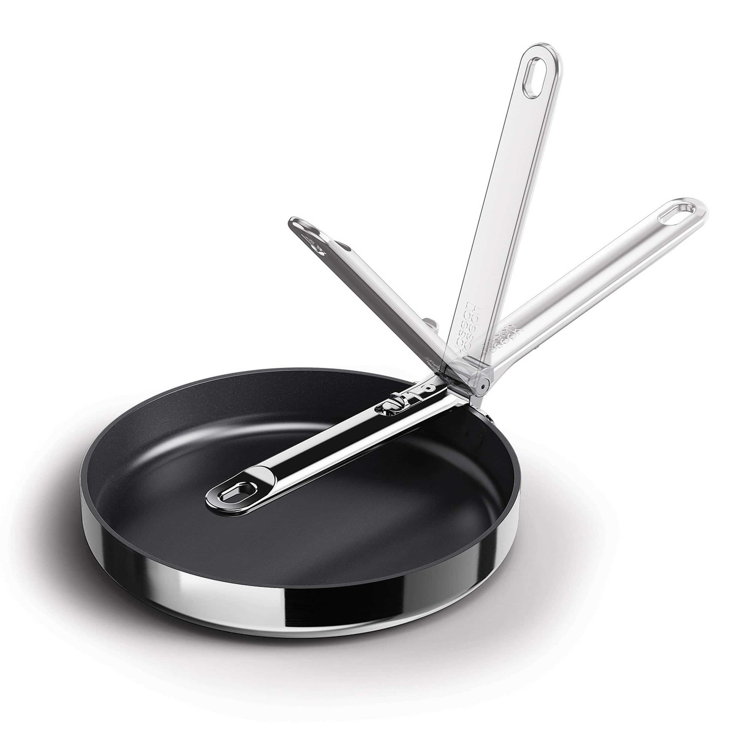 Joseph Joseph - Space Steel 9.5'' Ceramic Non-stick Frying Pan with Folding Handle - Stainless Steel