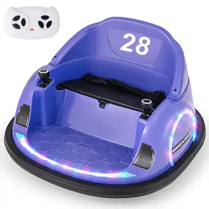 Front. Costway - Costway 12V Electric 360° Spin Car Toy Ride on Bumper Car for Toddlers with Remote Control For Kids Aged Over 3 Years - Purple.