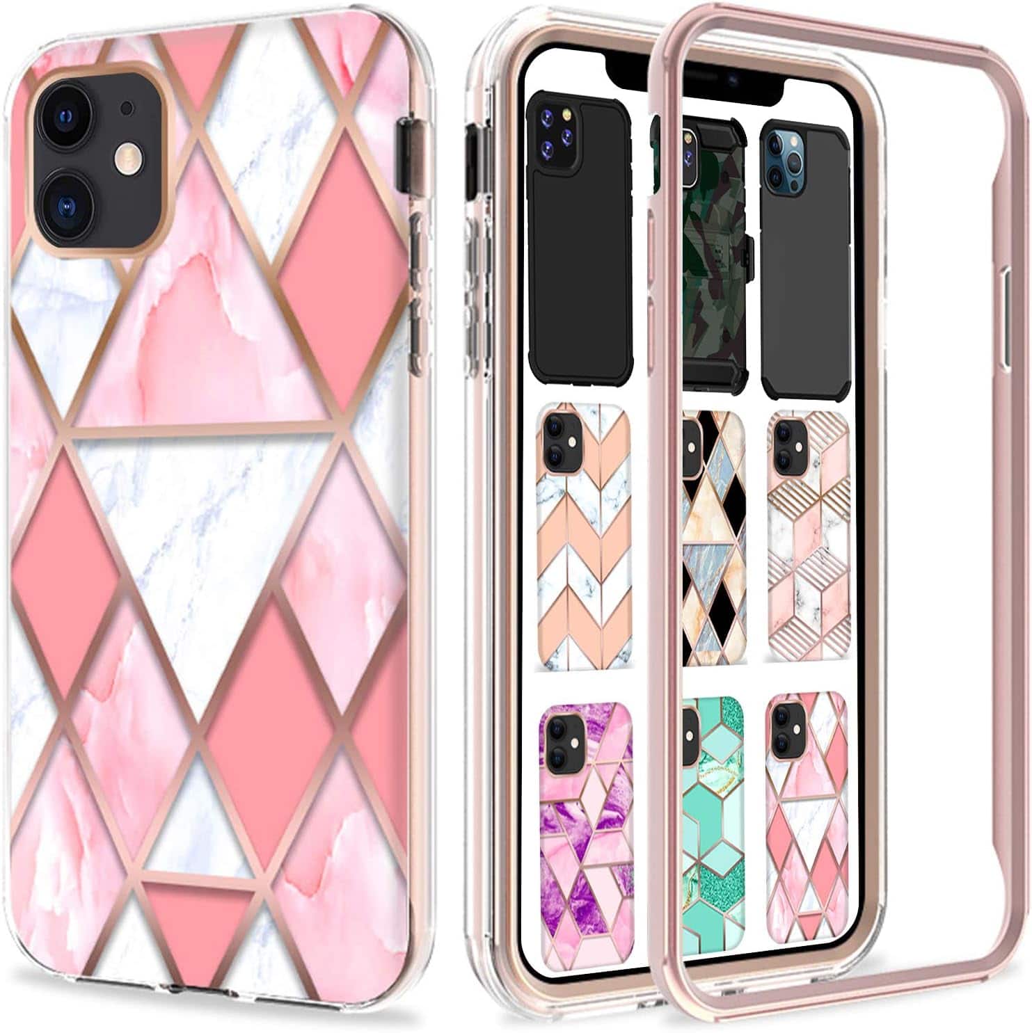 DuraSafe Cases - iPhone 12/iPhone 12 PRO - 6.1" Lightweight Embedded Print Slim Phone Case - Pink Marble