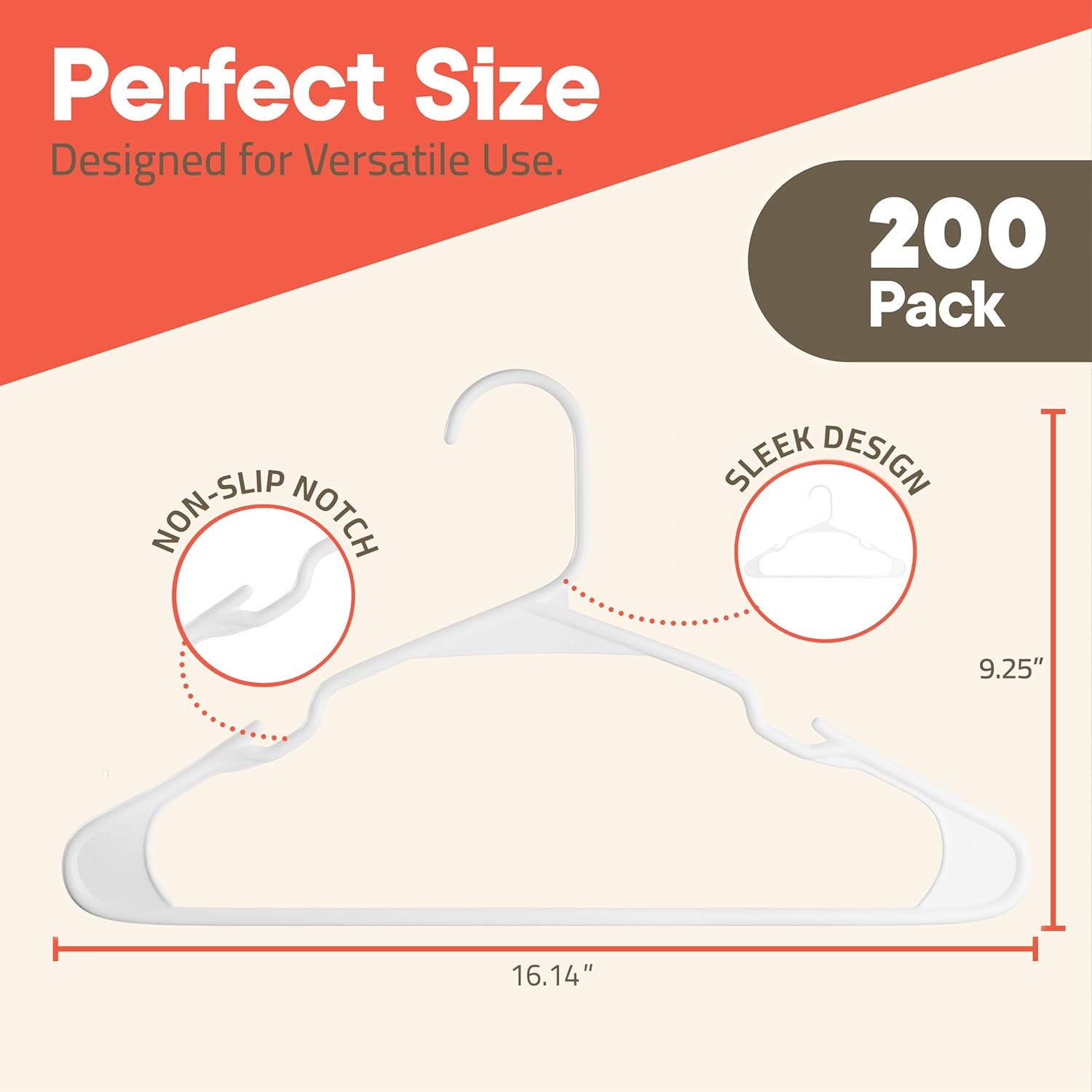Perfect Size, Designed for Versatile Use, 200 Pack, Non-Slip Notch, Sleek Design, 9.25", 16.14"