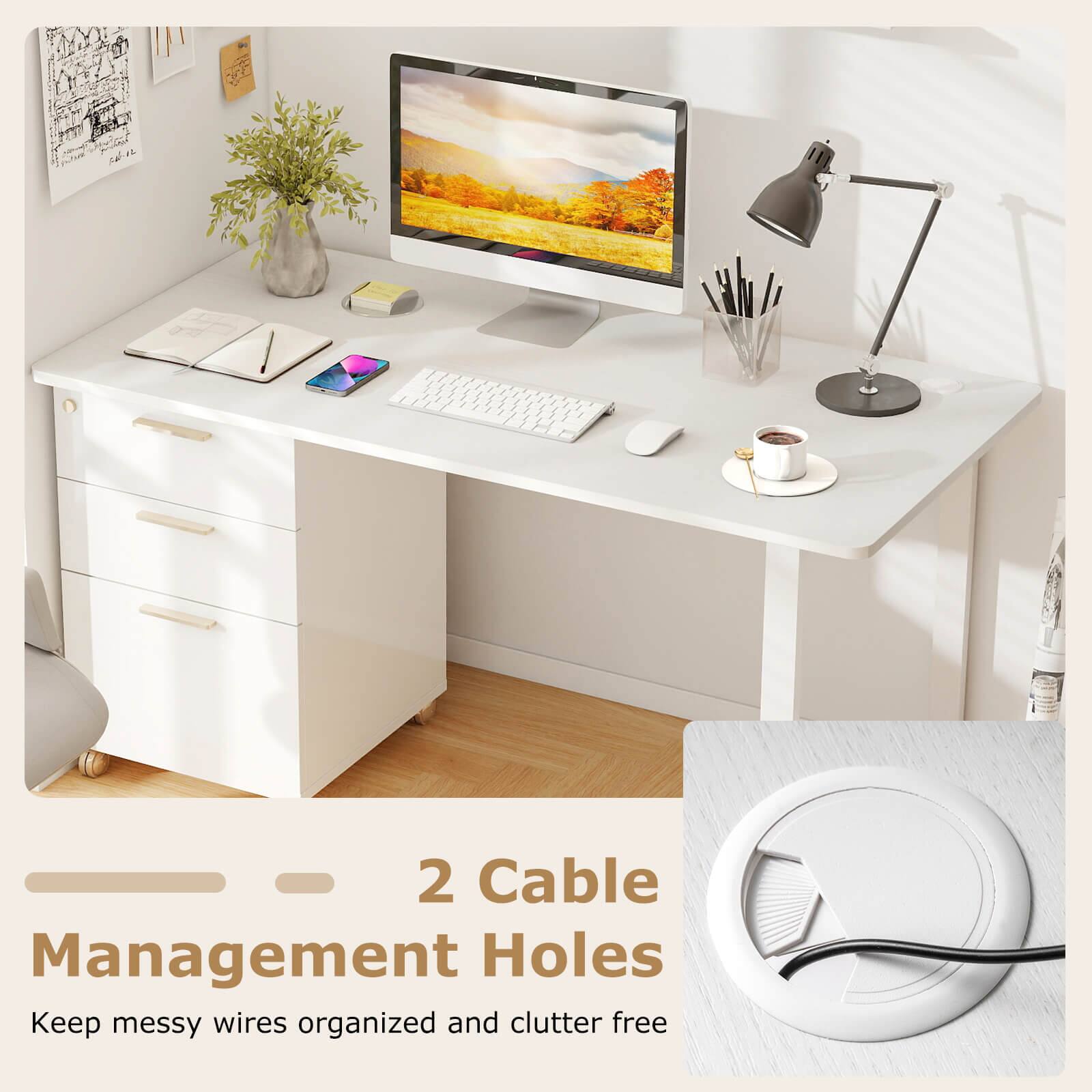2 Cable Management Holes  
Keep messy wires organized and clutter free