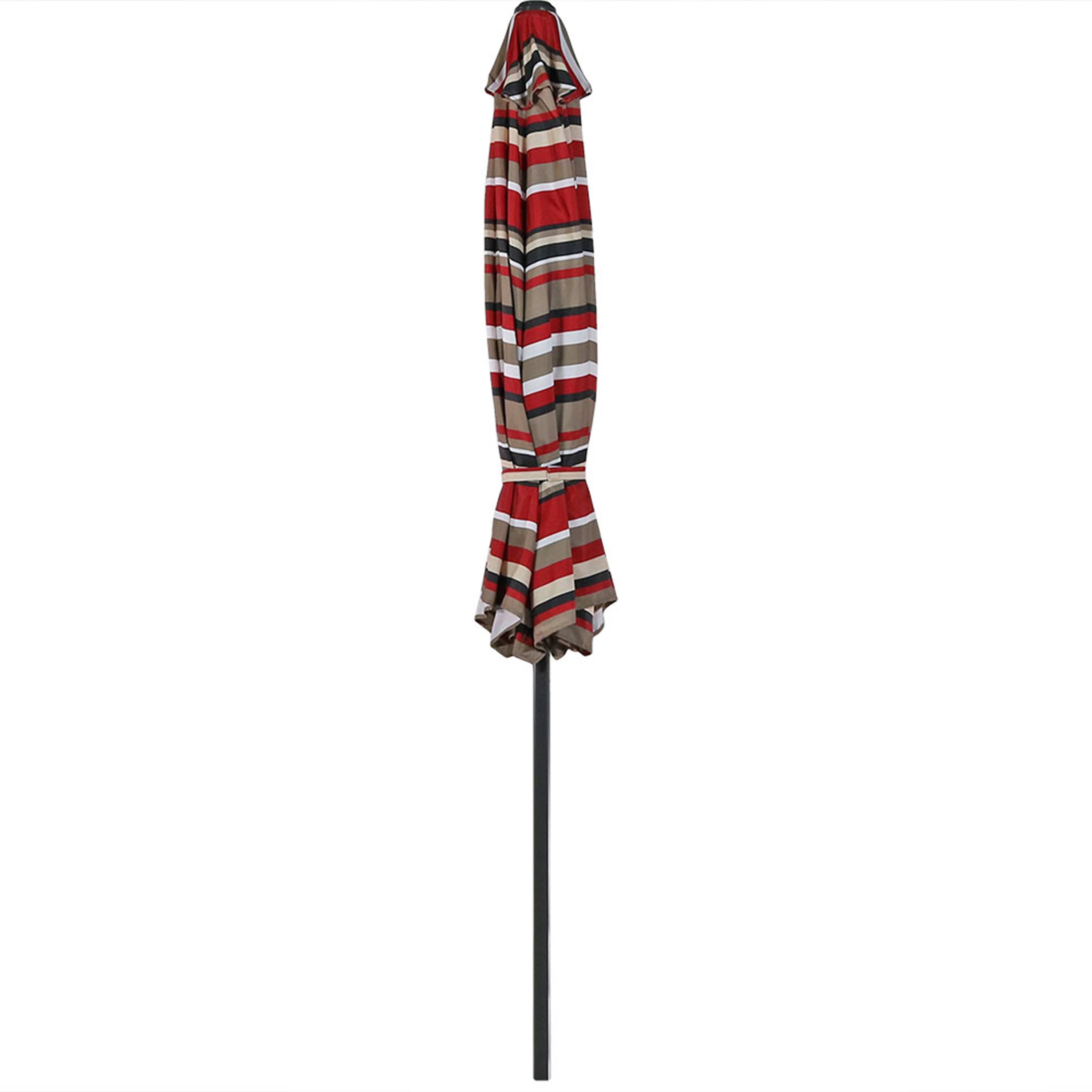 Alt View 10. Sunnydaze - 9 ft Aluminum Patio Umbrella with Tilt and Crank - Awning Stripe.