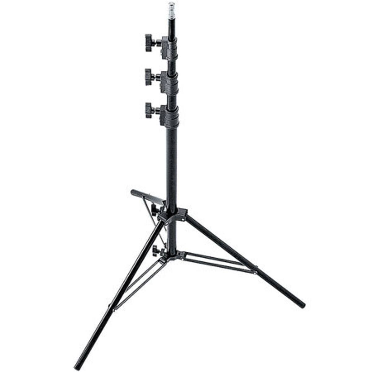 Front. Avenger - Avenger 10' 8" Black Anodized Aluminum Midi-Max Kit Lightstand, with 4 Risers / 5/8" Mounting Stud.