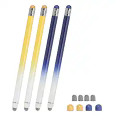Front. Unique Bargains - 4pcs Stylus Pens for Touch Screens, 2 in 1 High Sensitivity Universal Pen Capacitive Stylus for Touch Screen Devices - Blue Yellow.