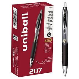 uni-ball - 207 Retractable Gel Pens, Ultra Micro Point, 0.38mm, Dozen - Black Ink