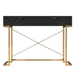 Boyel Living - 42 in. Rectangular Wood End Table Writing Desk with Metal Stand - Black