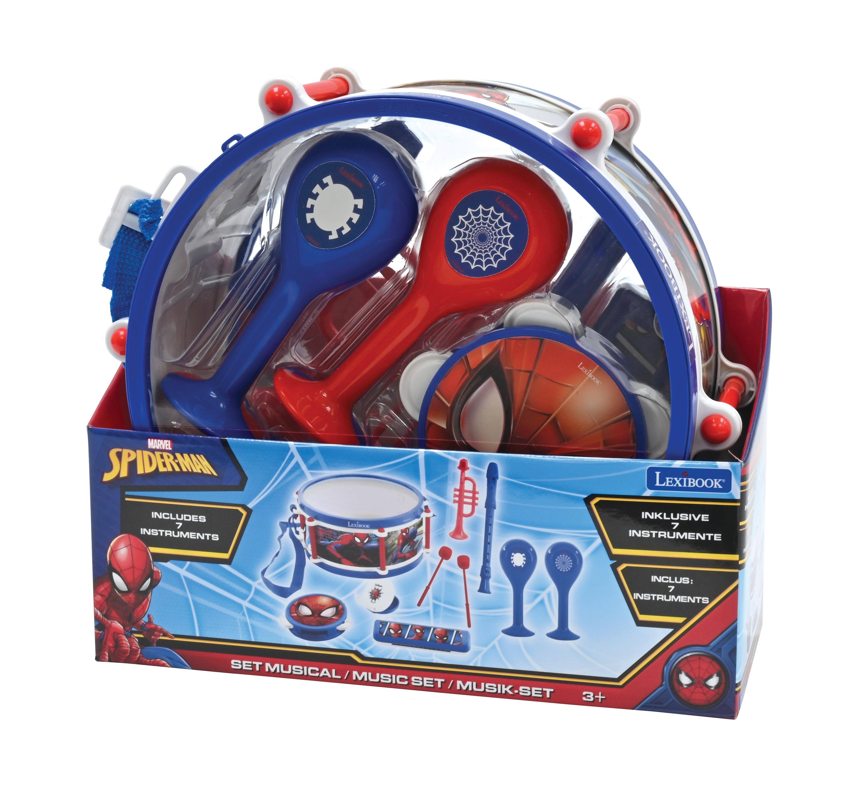 Ledece 1 Lesiocce Loens MARVEL SPIDERMAN LEXIBOOK INCLUDES 7 INSTRUMENTS Lesleve INKLUSIVE 7 INSTRUMENTE INCLUS: 7 INSTRUMENTS SET MUSICAL / MUSIC SET / MUSIK-SET 3+