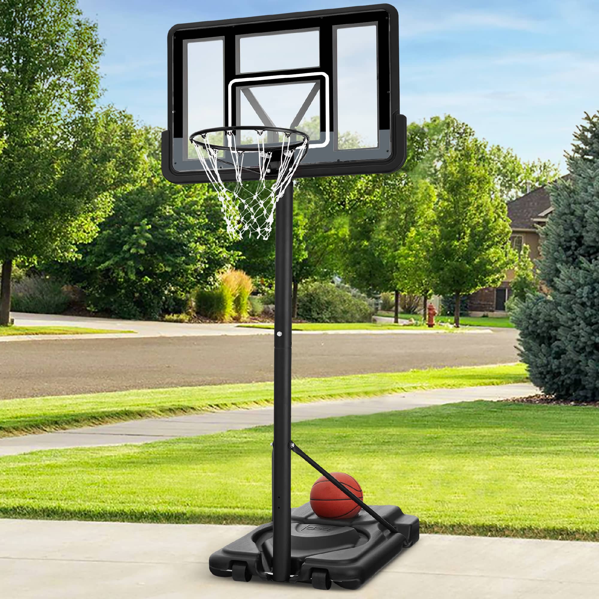 Front. Best Choice Products - Best Choice Products Adjustable Regulation-Size Basketball Hoop, Portable Sport System w/ Fillable Base - Black/Gray - Black/Silver.